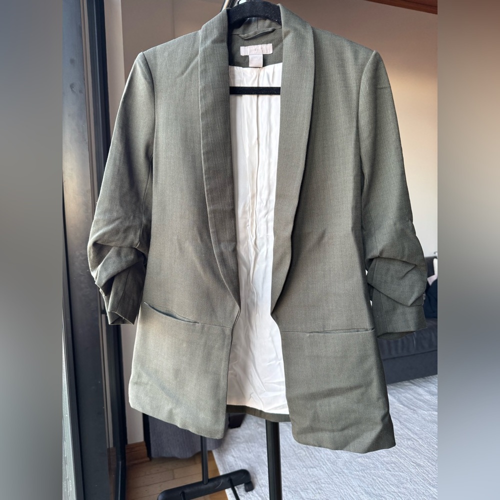 H&M Dark Green Textured Jacket